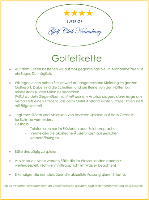 Golfetikette "Golf mit Rolf"